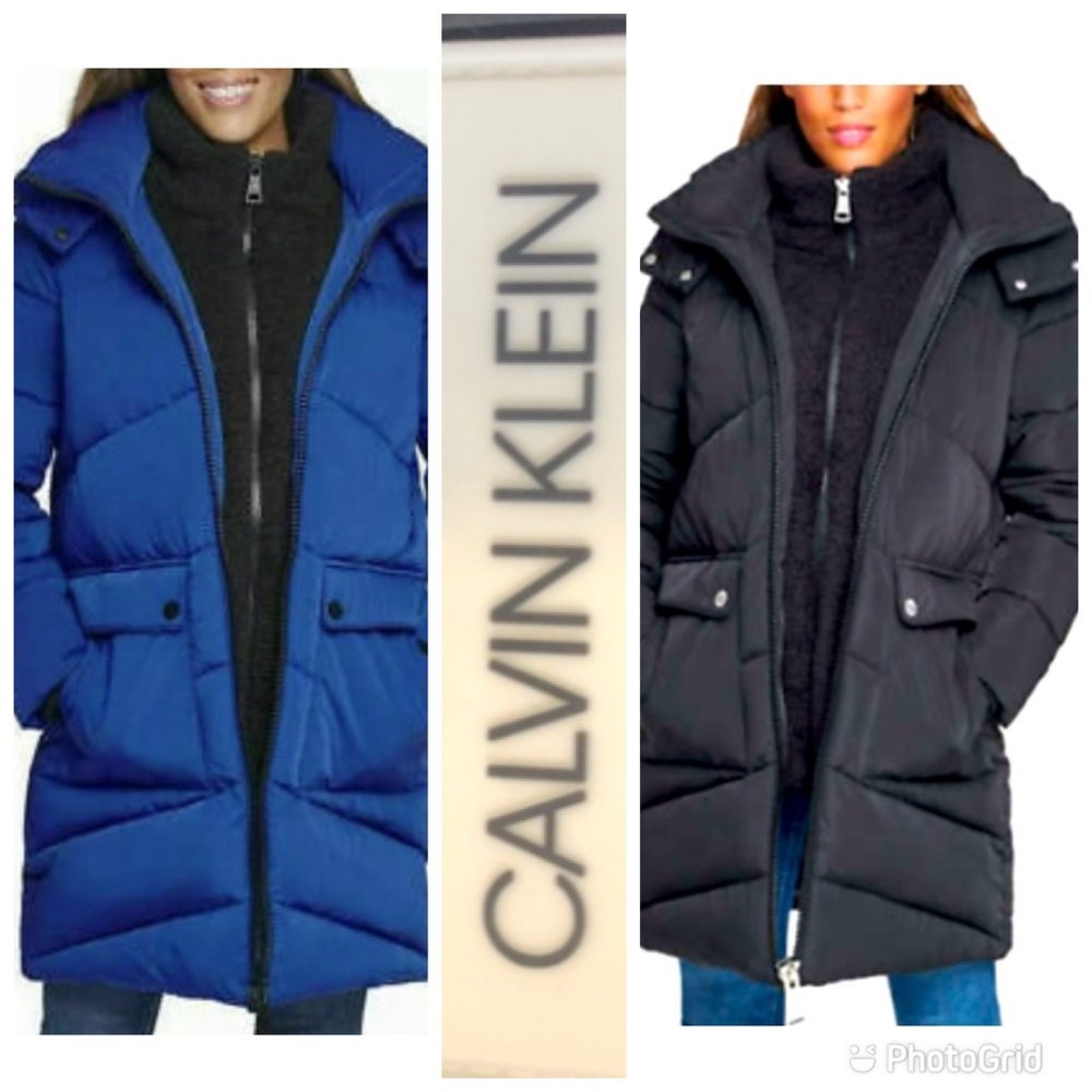 CALVIN KLEIN LONG ZIP UP PUFFER W/FLEECE LINER